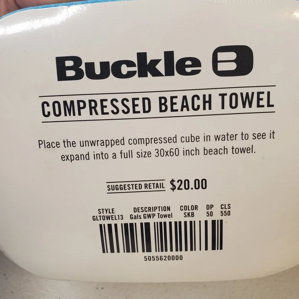 Buckle Compressed Card Beach Towel‎ 30X60 Instant Packable Compact Travel